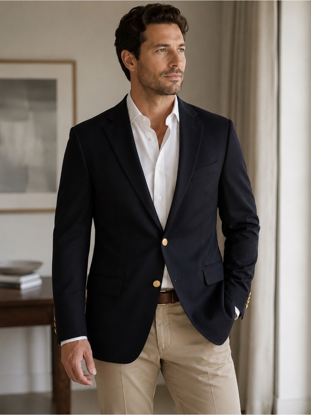 Versace Collection Vintage Wool Designer Blazer Mens Sz 50 (44 US) Blue‎ Reg Fit
